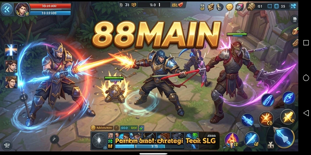 Screenshot utama 88MAIN menampilkan pertempuran strategi yang mendebarkan.
