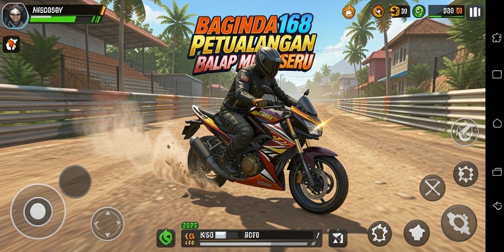 Tampilan gameplay seru dalam balapan motor BAGINDA168.