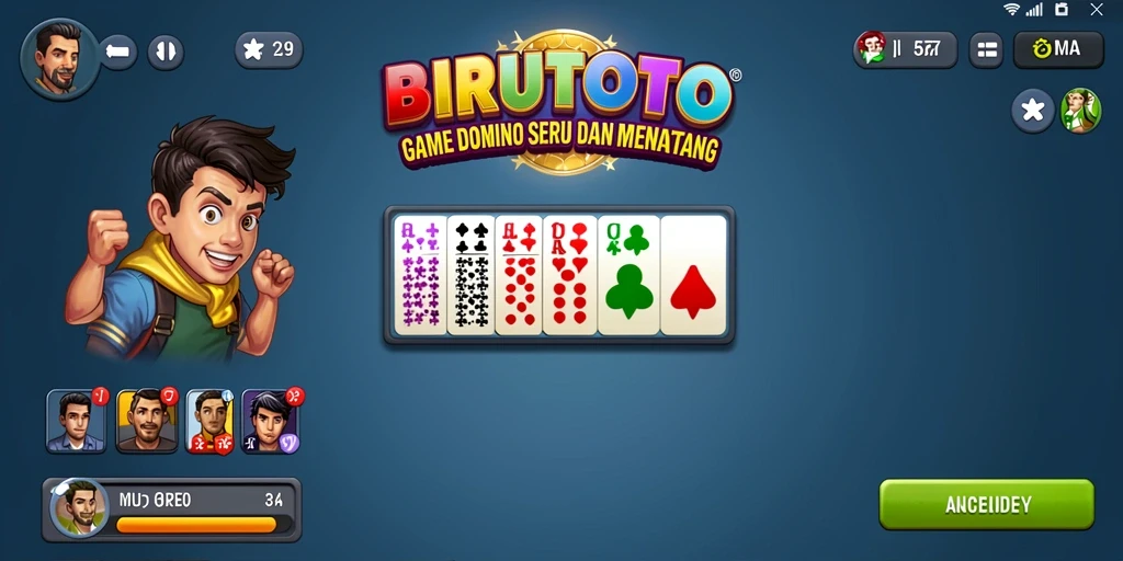 Tampilan gameplay seru di BIRUTOTO yang menampilkan kartu Domino.