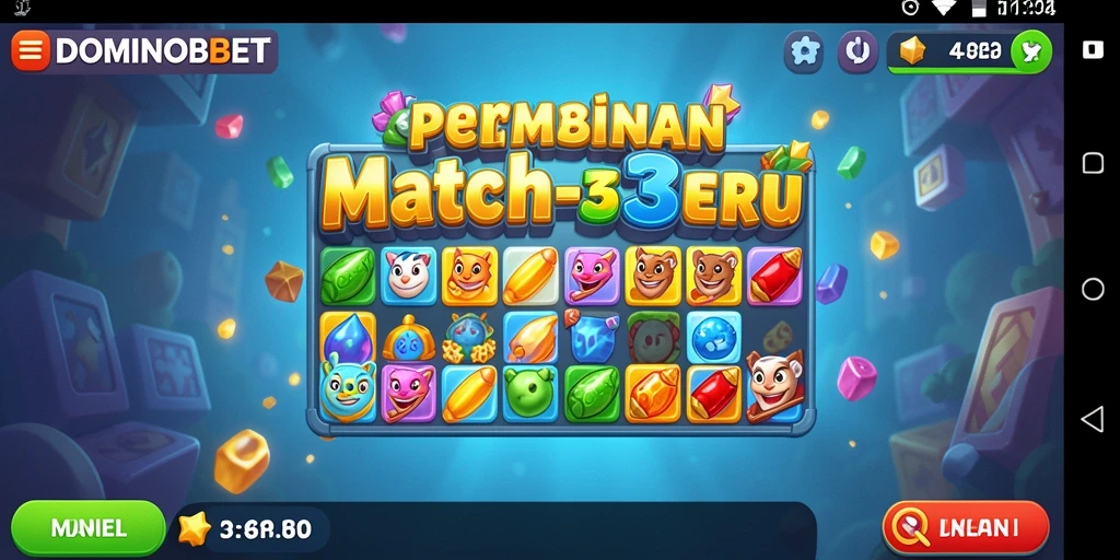 Screenshot gameplay DOMINOBET yang menampilkan kombinasi match-3 yang menarik.