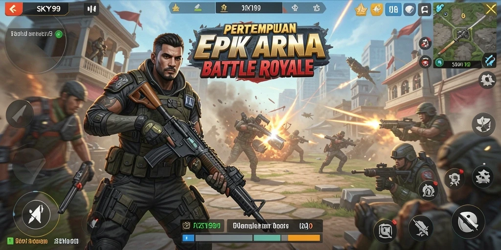 Tampilan gameplay <strong>SKY99</strong> yang seru dalam pertempuran Battle Royale.