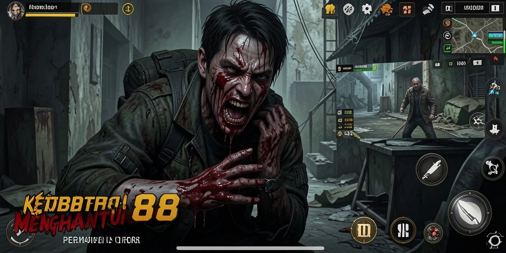 Tangkapan layar permainan SOBET88 menunjukkan suasana horror yang mendalam.