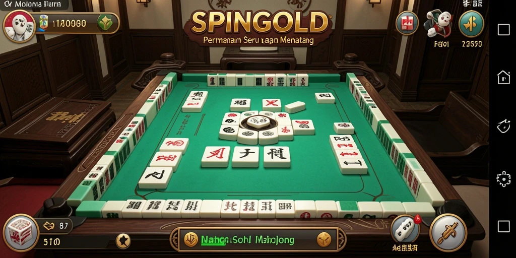 Screenshot gameplay SPINGOLD menunjukkan serunya permainan Mahjong.