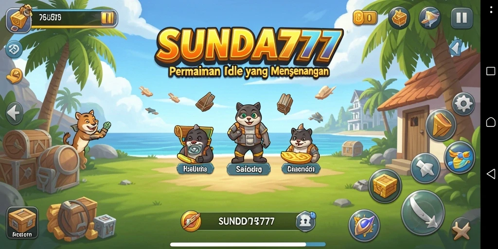 Tangkapan layar utama SUNDA777 menunjukkan mekanisme permainan Idle yang menarik.