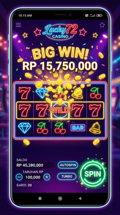 Tampilan antarmuka pengguna dari lucky72 yang intuitif dan menarik.